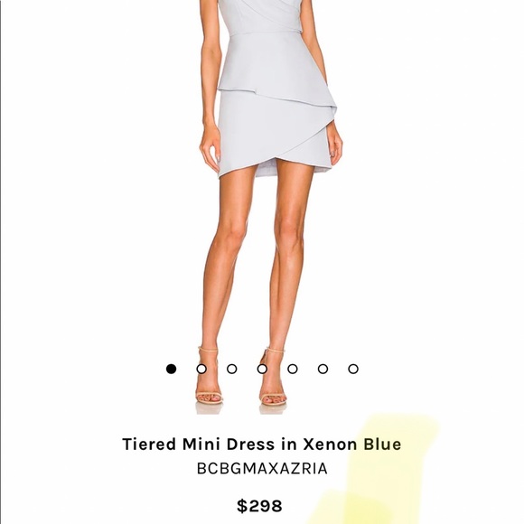 BCBGMAXAZRIA Tiered Mini Dress in Xenon Blue - Picture 2 of 2